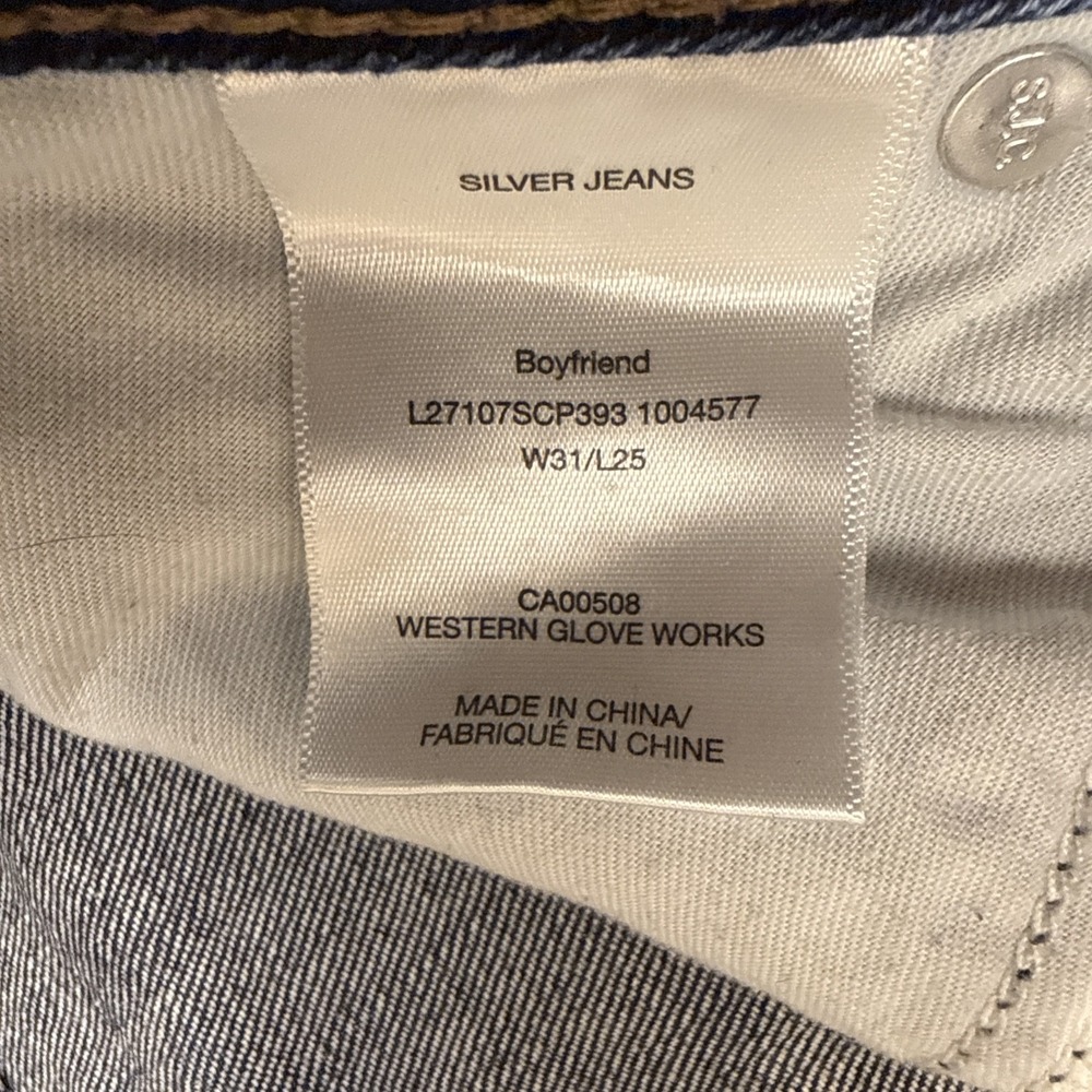 Women's Silver boyfriend Jeans Co W31/L25 straight dark wash whiskering - Picture 5 of 10